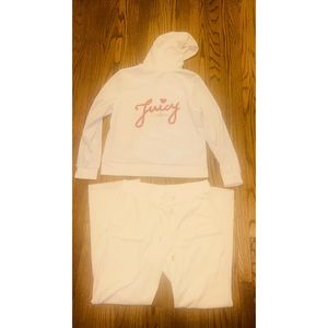Juicy Couture Off White Pants Jacket Full Zip Sweatsuit Large Pink